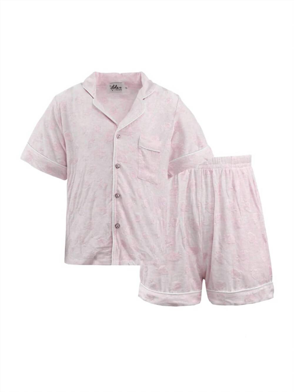 NEW LOLA + THE BOYS girls' super soft strawberry short set in pink